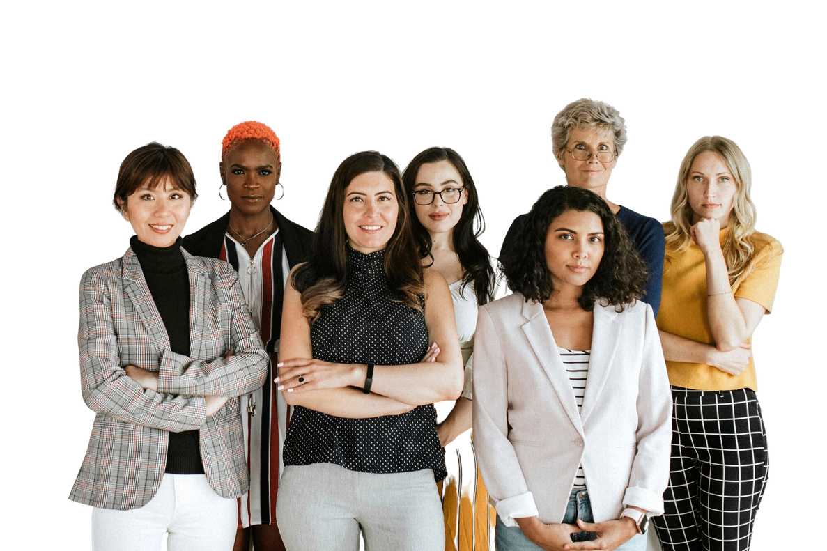 Seven CMURC colleagues standing shoulder to shoulder with their arms folded.